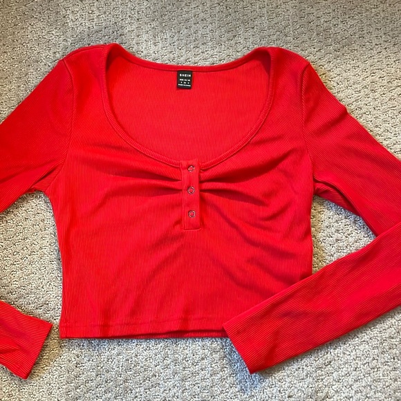 Red Button Long Sleeve - Picture 1 of 1